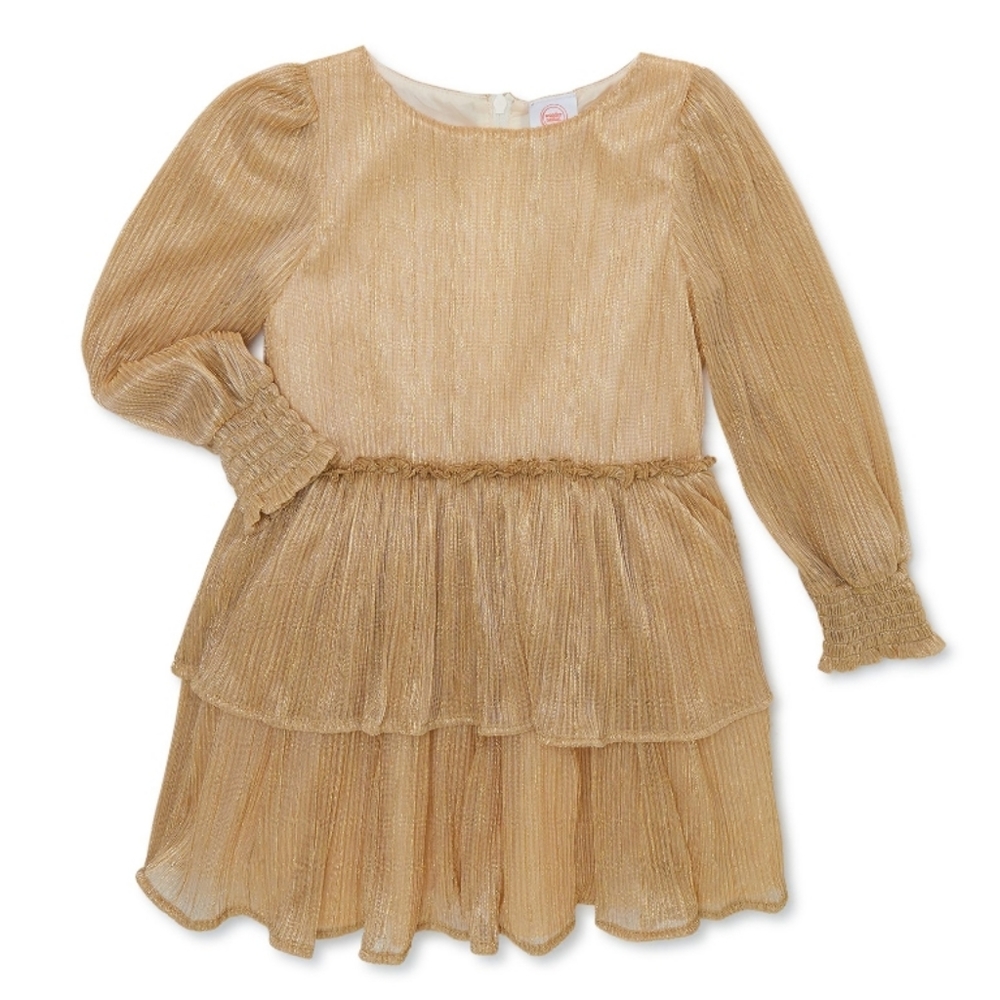 Baby girl gold dress with diaper cover